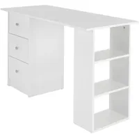 ML-Design Schreibtisch 3 Schubladen 3 Aufbewahrungsregale, Stauraum, Weiß, 120x49x72