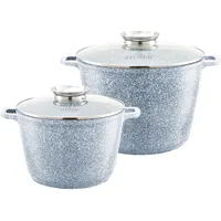 ZILNER Set aus zwei großen marmorierten Töpfen 6,2L/10,2L induktions