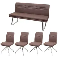 Mendler Esszimmer-Set HWC-H70, Sitzgruppe Esszimmergruppe Esszimmergarnitur, Edelstahl gebürstet ~