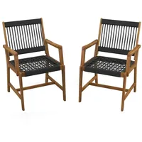 Costway Gartenstuhl 57 x 90 x 64 cm schwarz/naturbelassen