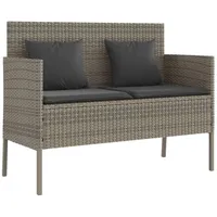 VidaXL Gartenbank mit Kissen Grau Poly Rattan