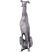 FineBuy Deko Design Dog aus Aluminium silbern Windhund Skulptur