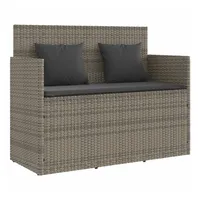 VidaXL Gartenbank mit Kissen Grau Poly Rattan