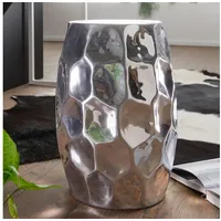 FineBuy Beistelltisch rund 30 cm Metall Silber - Orientalischer