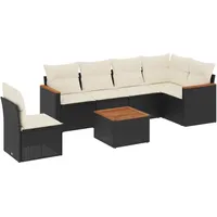 VidaXL Garten-Sofagarnitur 7-tlg. schwarz