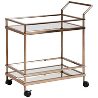 KADIMA DESIGN Goldener Servierwagen mit verspiegeltem Sicherheitsglas, rollbar, stilvoll,