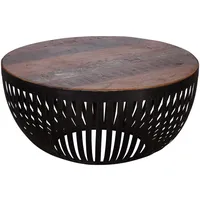 KADIMA DESIGN Couchtisch Rund Braun Mangoholz 70 x 33