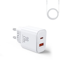 Joyroom 20W USB-A USB-C-Ladegerät + USB-C-Kabel – Weiß