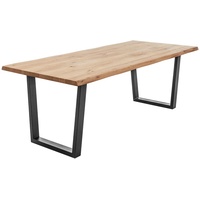 Lomadox Esstisch 220x100cm, Eiche massiv geölt mit Baumkante, NEWBURGH-119