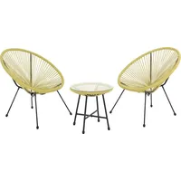 Svita BALI Balkon-Möbel 3-tlg. Polyrattan Lounge-Set Balkon-Set Gelb