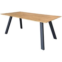 Lomadox Esstisch 160x90cm mit Schweizer Kante, Wildeiche massiv geölt,