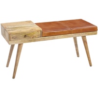 KADIMA DESIGN Sitzbank Braun, Metall, Echtholz,Mangoholz, Rechteckig, 100x52x38 cm,