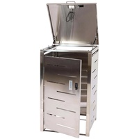 MCW 1er-Mülltonnenverkleidung MCW-E83, Mülltonnenbox Mülltonnenabdeckung, erweiterbar 103x60x62cm ~ Edelstahl