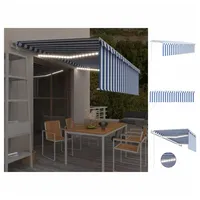 VidaXL Markise mit Rollo LED Windsensor 5x3m Blau &