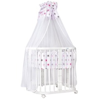 Waldin Babybett Kinderbett 7in1 mit Matratze, mitwachsendes Kinder-Bett,Stoffe Sterne
