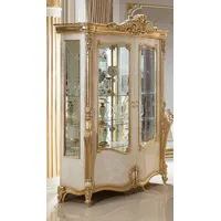 Casa Padrino Luxus Barock Vitrine Weiß / Beige /
