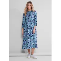 STREET ONE Damen Gemustertes Kleid intense aqua 38