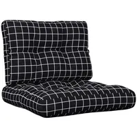 VidaXL Palettenkissen 2-tlg. Schwarz Karomuster Stoff Vidaxl 38933