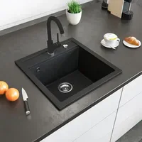Bergström Granitspüle Schwarz links Einbauart 1000 x 500 mm