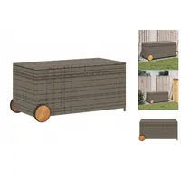 VidaXL Gartentruhe mit Rollen Grau 190L Poly Rattan