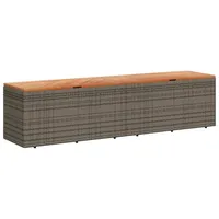 VidaXL Gartentruhe Grau 220x50x54 cm Poly Rattan Akazienholz
