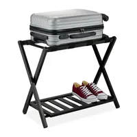 Relaxdays Schwarzer Kofferständer aus Bambus Schwarz