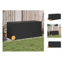 VidaXL Gartentruhe mit Rollen Schwarz 283L Poly Rattan