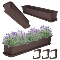 Kadax Blumenkasten mit Untersetzer und Griffen, 80 cm, Braun
