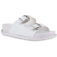VAN HILL Damen Pantoletten Flach Schnallen Trendy Schuhe 214833