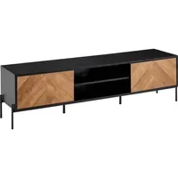 FineBuy TV-Board Lowboard 163x45x40 cm Schwarz/Eiche-Dekor Holz