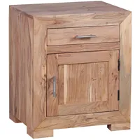 KADIMA DESIGN Massivholz Nachtschrank, Landhausstil, 60 cm Höhe, Schublade