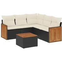 VidaXL Garten-Sofagarnitur 6-tlg. schwarz