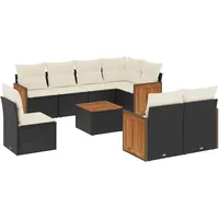 VidaXL Garten-Sofagarnitur 9-tlg. schwarz