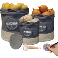 COFI 1453 Nachhaltige Aufbewahrungsbox 3er Set beschriftbare Stoffbehälter Vintage
