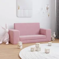 VidaXL Kinder-Schlafsofa 2-Sitzer Rosa Weicher Plüsch