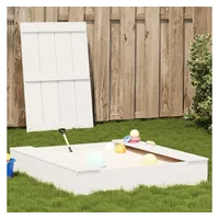 VidaXL Sandkasten mit Deckel Weiß 111x111x19,5 cm Massivholz Kiefer