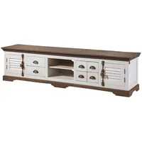 Massivmoebel24 TV-Board Mango 220x45x55 weiß lackiert TOULOUSE #109