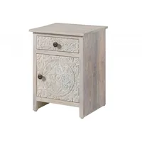 MASSIVMOEBEL24.DE Nachttisch (Türanschlag rechts) Mango 45x40x60 weiß geölt KASHMIR