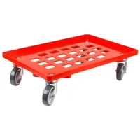 Proregal Transportroller für Euroboxen 60x40cm mit Gummiräder rot Gitter/Rasterdeck