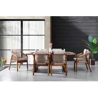 Gowoll Gartenmöbel Set Tisch und 6 Stühle mit Sitzauflagen