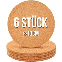 Konzept Untersetzer Gläser Korkuntersetzer Rund, 6er Glasuntersetzer Kork Set,
