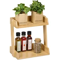 Relaxdays Gewürzregal, 2 Ebenen, Gewürzablage, Bambus, HBT: 27 x