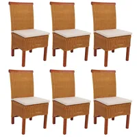 Mendler Esszimmerstuhl M42 Rattan braun 6er Set