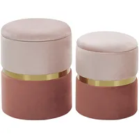 Beliani Pouf mit Stauraum Samtstoff Rosa 2er Set WICHITA