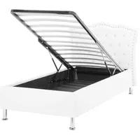 Beliani Bett Weiß mit Bettkasten hochklappbar 90 x 200
