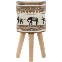 Beliani Runder Blumenbehälter Ø 19 x 43 cm Hellbraun