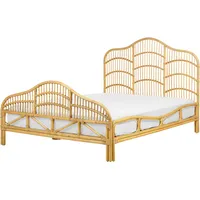 Beliani Bett Rattan und Mahagoniholz mit Lattenrost 140 x
