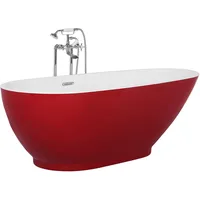 Beliani Badewanne Rot Freistehend 173 x 82 cm,