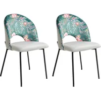 Beliani Esszimmerstuhl 2er Set Samtstoff Mintgrün Blumenmuster