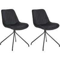 Beliani Esszimmerstuhl Navasota Samtstoff schwarz 2er Set